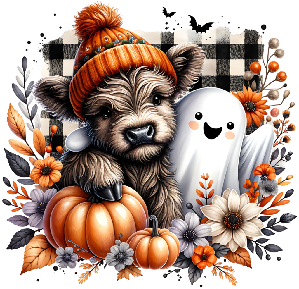 Halloween Cow and Ghost Best Friends