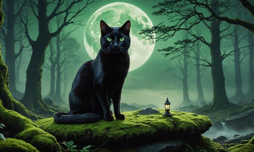 enigmatic feline beneath moonlight