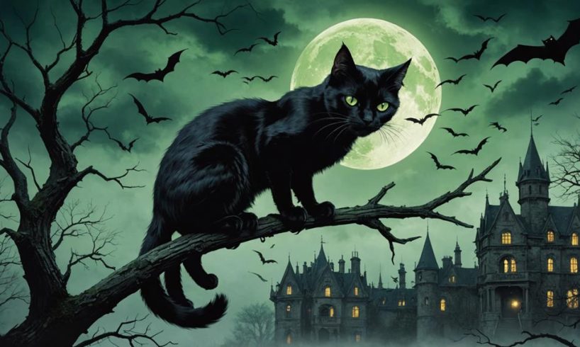 haunting feline in mansion