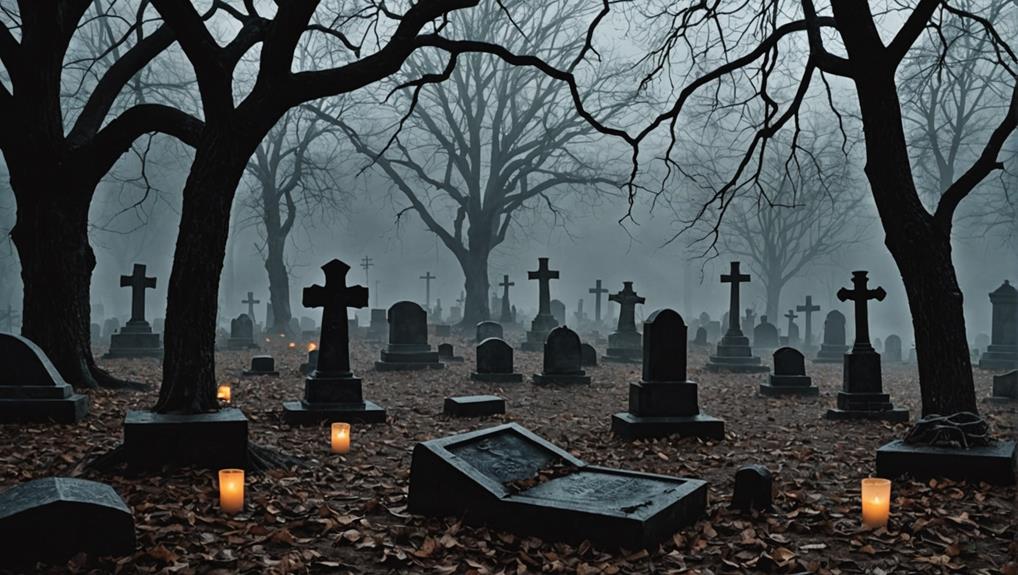 spooky cemetery atmosphere created
