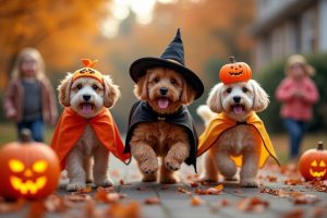 dogs celebrating halloween festivities